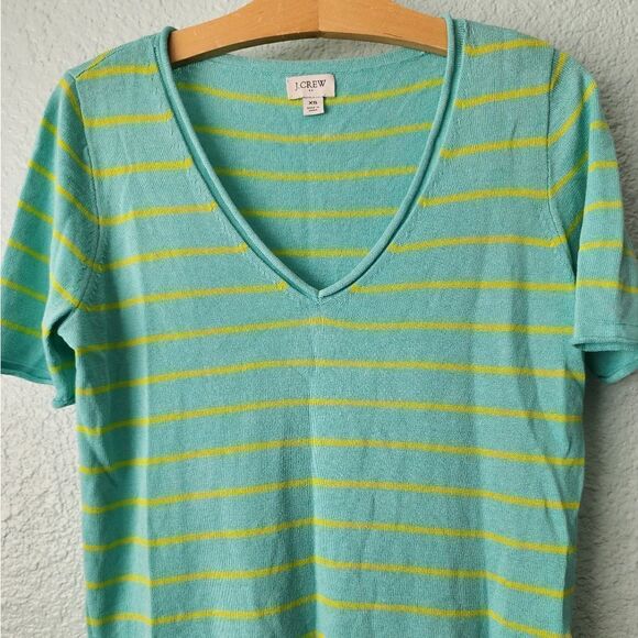 J crew re-imagen linen blend v neck short sleeve blouse - Picture 2 of 8